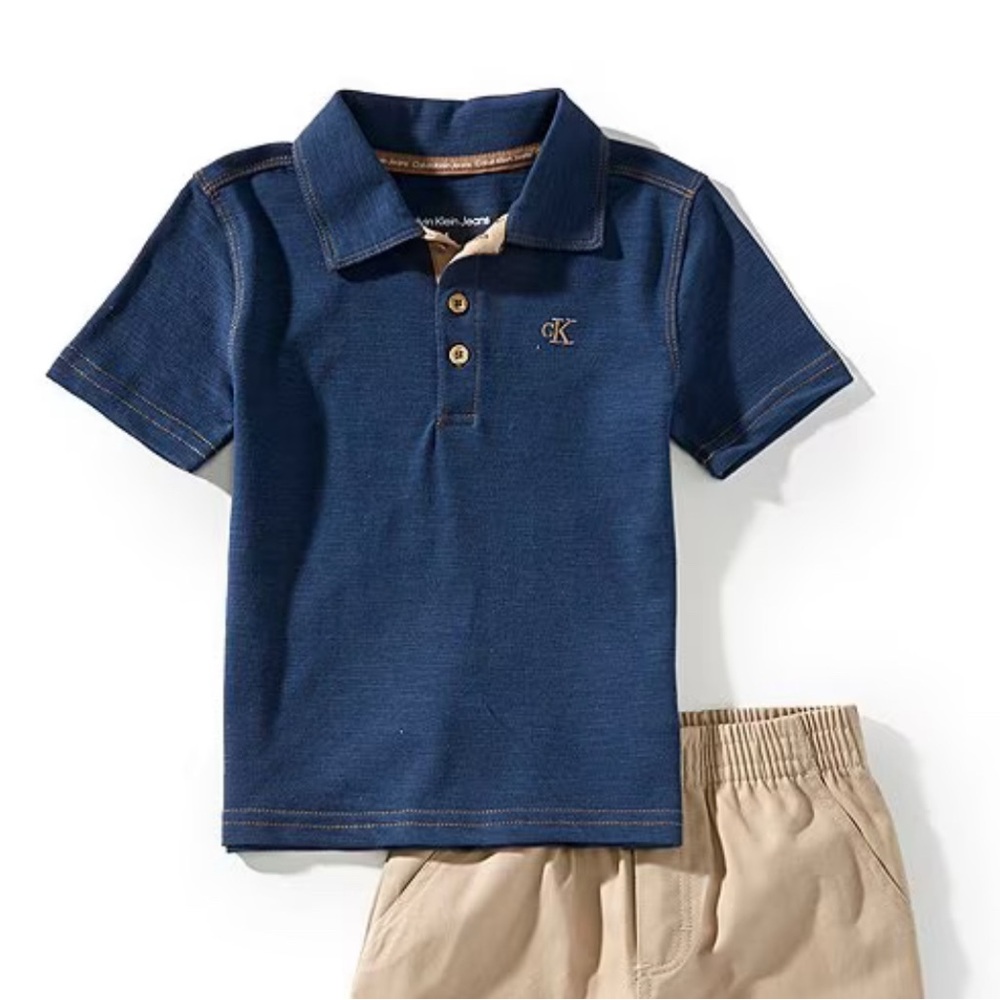 New! Calvin Klein Boys Blue Polo Shirt Size 7